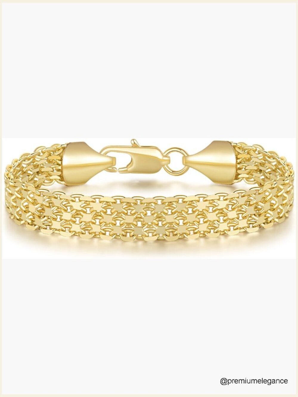 14K Gold Plated Widen Chain Bracelet for Women, 6.5-8.5in